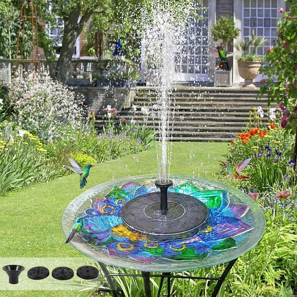 HOTBEST Solar Fountain Pump Free Standing Solar Birdbath Fountain Solar Powered Fountain Pumps Submersible Outdoor for Bird Bath Small Pond Swimming Pool Garden Patio and Lawn