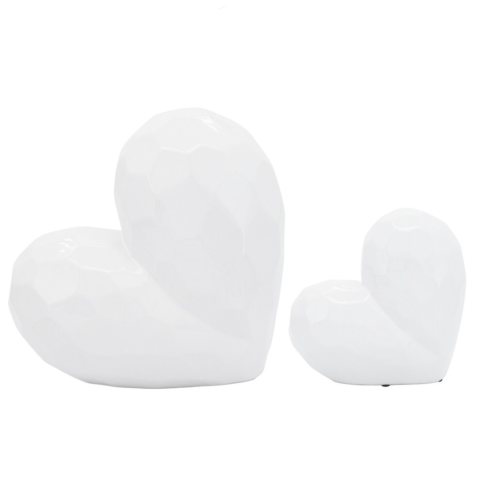 Creative Abstract Ceramic Heart Sculpture  Room  Office Decor or Gift  White  11 L x 6 W x 11 H   11\