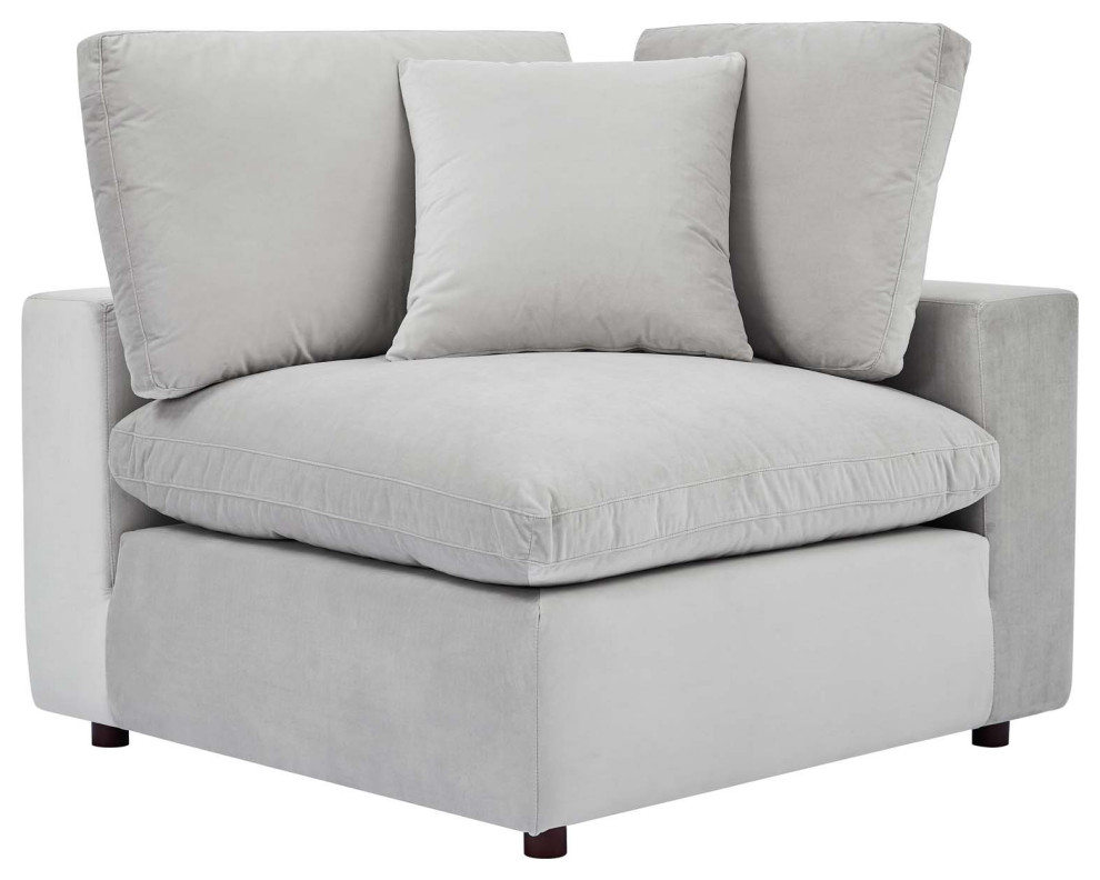 Commix Down Filled Overstuffed Performance Velvet 3 Seater Sofa   Transitional   Sofas   by ShopFreely  Houzz