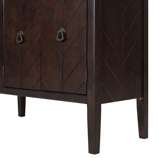 Brown Wooden Entryway Console Table Storage Cabinet with Adjustable Shelf