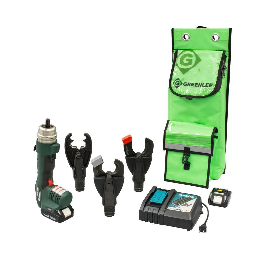 Greenlee 6 Ton Multi-Tool with BGHS Crimp/Cut Heads， Batteries/Charger and Pouch Included