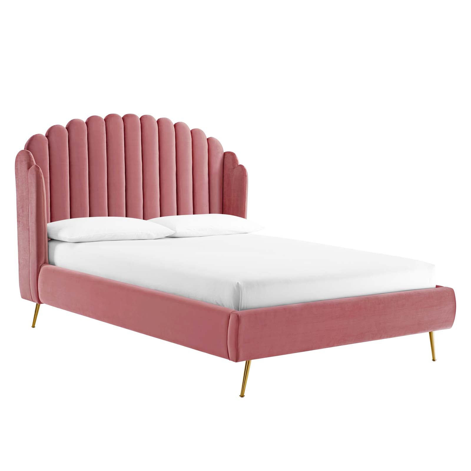 Lana Queen Performance Velvet Wingback Platform Bed-MOD-6282