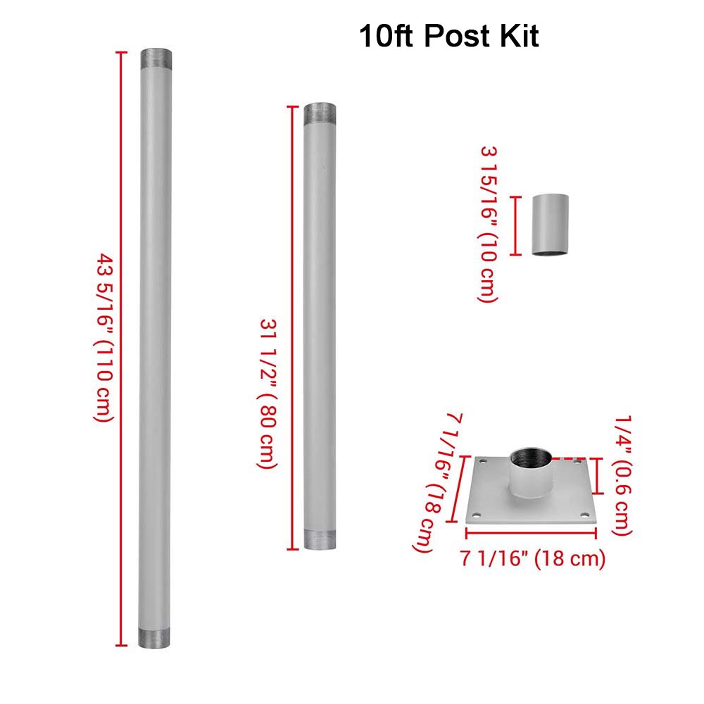 Yescom Shade Sail Posts (Pole, Base, Extension, D-Ring Clamp)