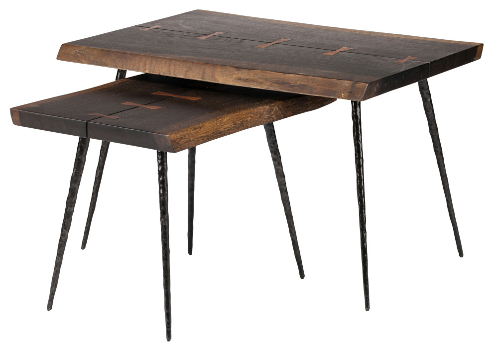 Nexa Seared Wood Side Table   Midcentury   Coffee Table Sets   by Kolibri Decor  Houzz