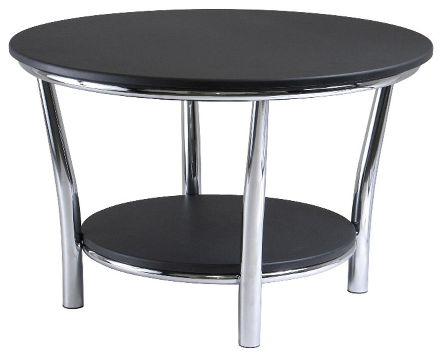 Winsome Maya Round Coffee Table Top with Legs in Black/Metal Finish   Contemporary   Coffee Tables   by Homesquare  Houzz