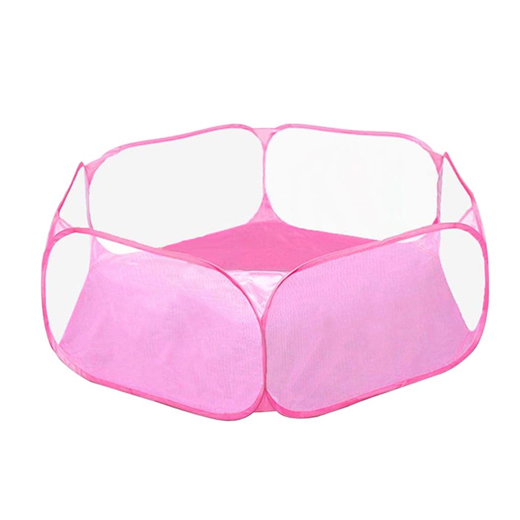 Small Animal Playpen， Breathable and Waterproof Small Pet Cage Tent ，Portable Outdoor Yard Fence for Kitten/Puppy/Guinea /Rabbits/Hamster/Chinchillas Pink