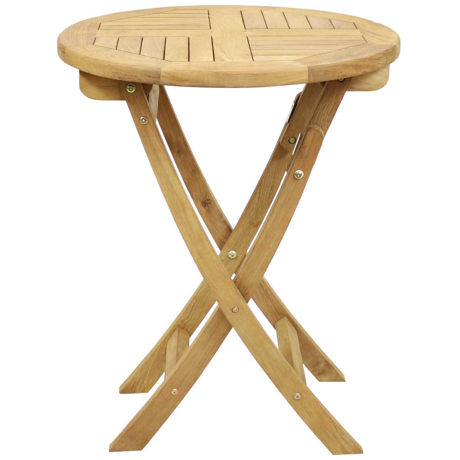 Ultimate Patio 23 1/2-Inch Round Teak Folding Outdoor Patio Table