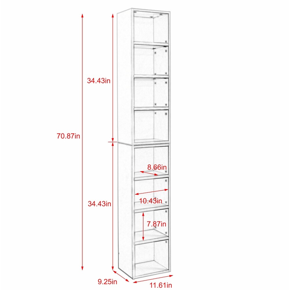 Adjustable 8 Tier Media Tower: Streamlined CD/DVD Storage  Bookcase with Adjustable Shelves. Versatile Double Decker Display