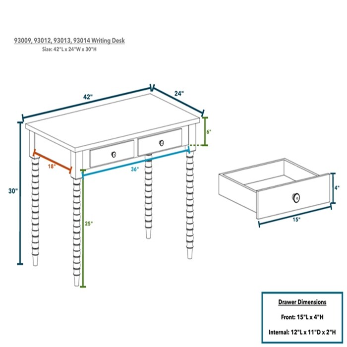 Altmar Writing Desk  Blue Finish