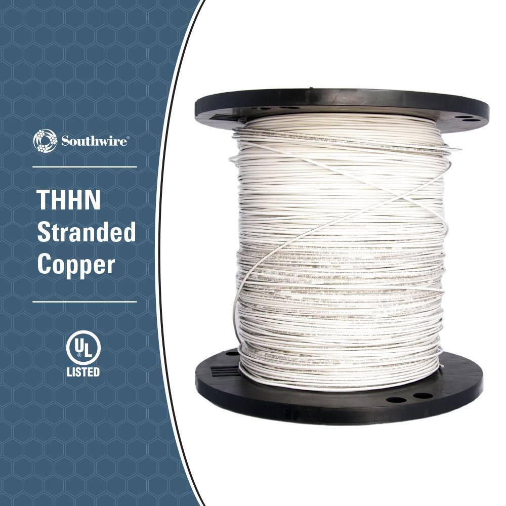 Southwire 2500 ft. 10-Gauge White Stranded CU THHN Wire 22974006