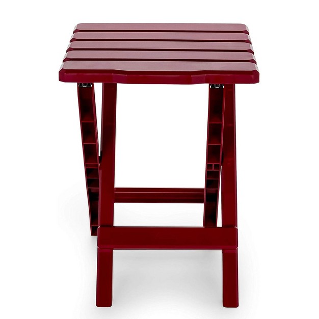 Camco 51684 Portable Indoor Outdoor Camping Picnic Beach Pool Regular Adirondack Plastic Resin Folding Side Table Red