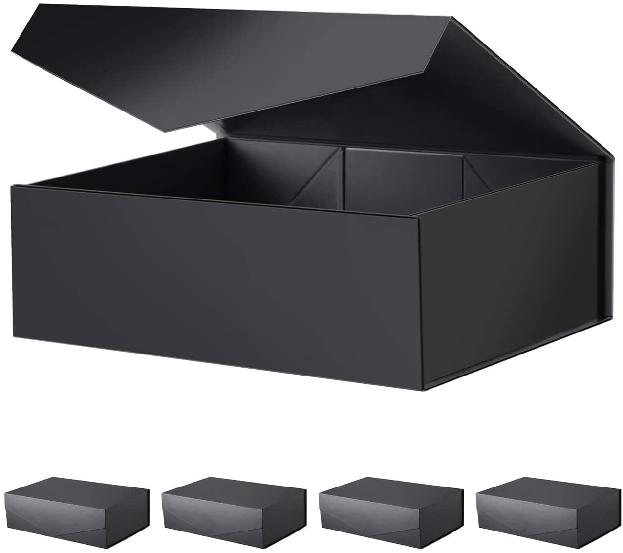 PKGSMART Gift Boxes, 5 Large Black Magnetic Gift Boxes with Lids for Gifts,  13.5x9x4.1 inches