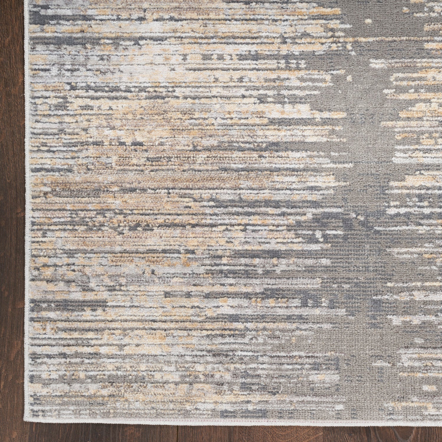 Abstract Hues Grey Gold Modern Rug