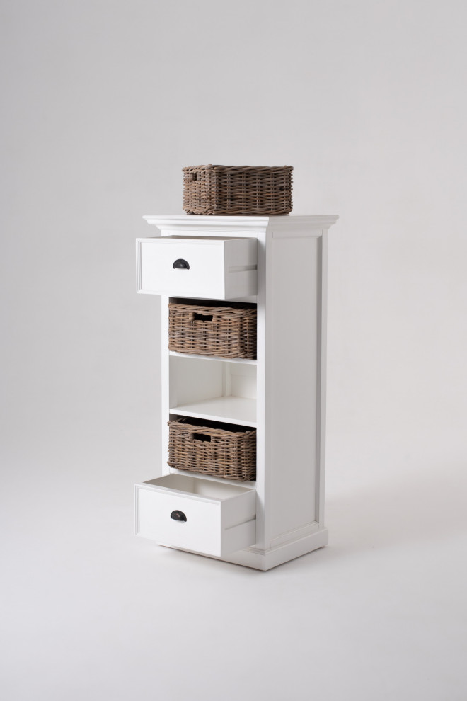 Classic White Storage Cabinet With Basket Set   Traditional   Accent Chests And Cabinets   by UStradeENT LLC  Houzz