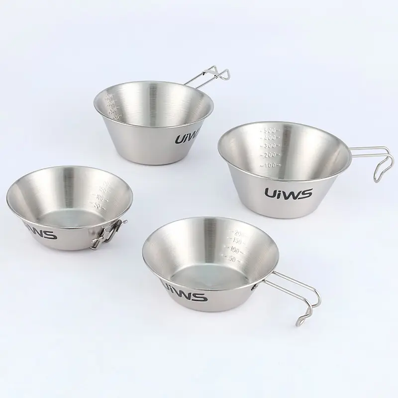 Camping cookware set 4pcs cooking pot outdoor stainless steel soup pot set