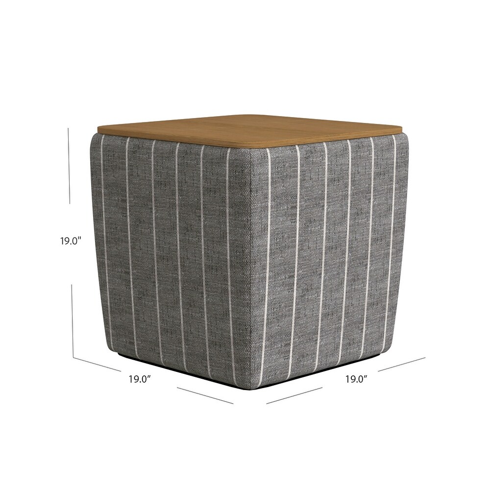 HomePop Storage Table Ottoman with Wood Top