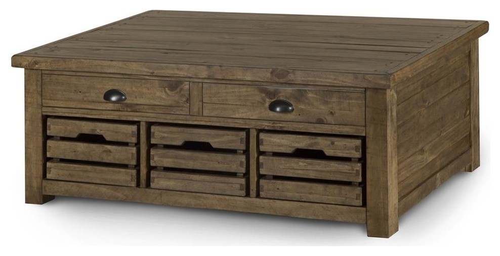 Magnussen Stratton Rustic Lift Top Storage Coffee Table with Casters   Rustic   Coffee Tables   by Homesquare  Houzz