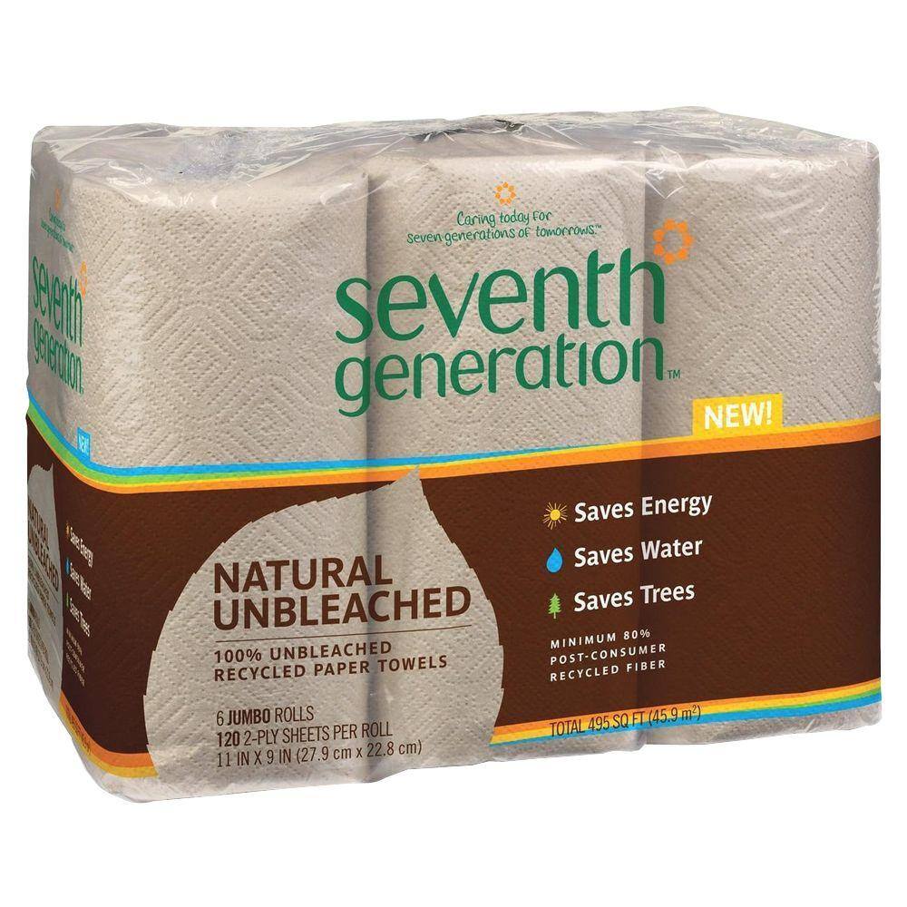 SEVENTH GENERATION Unbleached 100% Recycled Paper Towels (6 Rolls per Pack) SEV13737