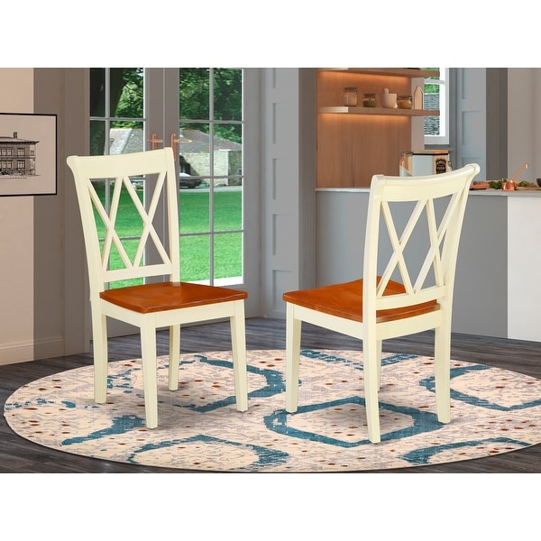 CLC-BMK-W Clarksville Double X-back Chairs in Buttermilk and Cherry Finish (Set of 2)