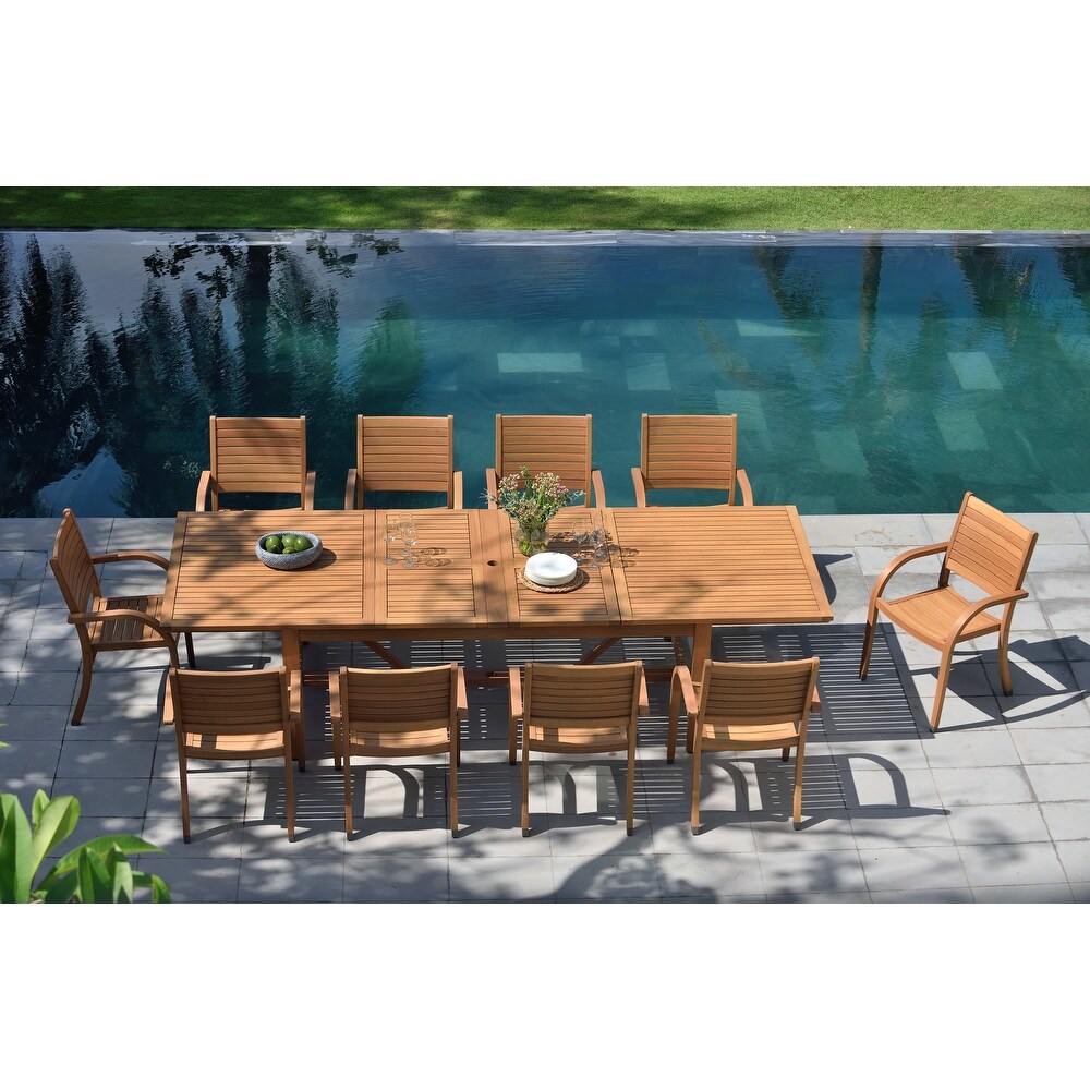 LifestyleGarden Mathew 11 piece FSC Certified Wood Outdoor Patio Dining Set   11 Piece