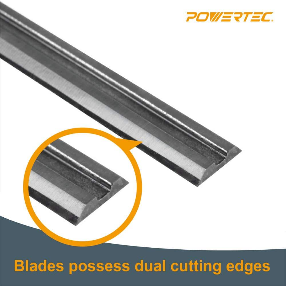 POWERTEC 3-1/4 in. HSS Hand Held Planer Blades Replacement for Ryobi, Black&Decker, Craftsman, DeWalt, Hitachi, Makita, Wen, 2 PK 12840