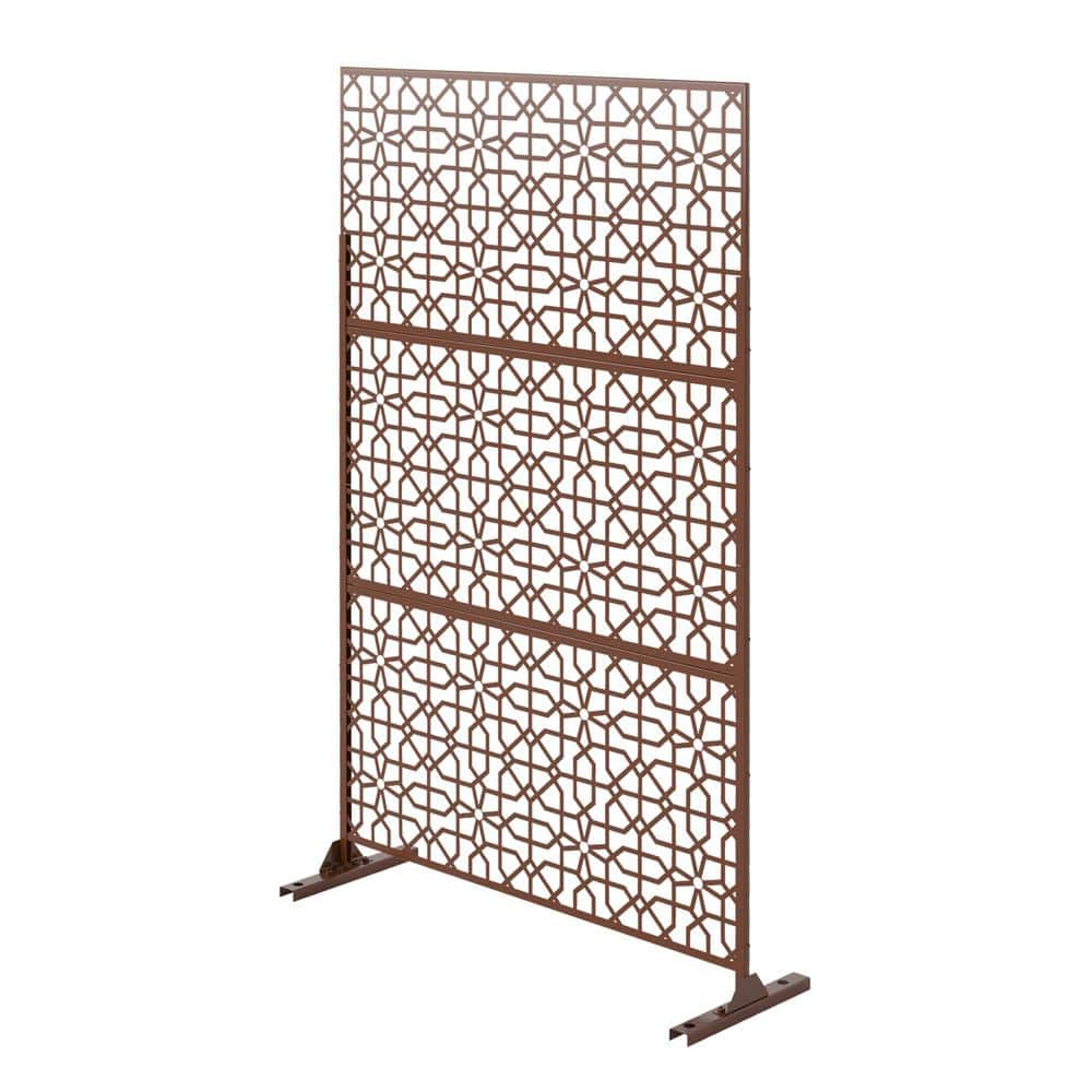 NEUTYPE 74.8 in. Galvanized Steel Privacy Screen Garden Fence in Brown A-GE04079