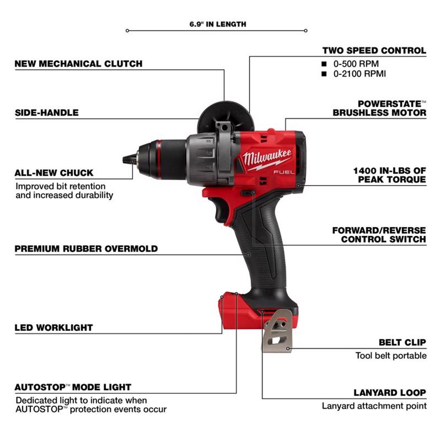 MW M18 FUEL 18 V 1/2 in. Brushless Cordless Drill/Driver Tool Only