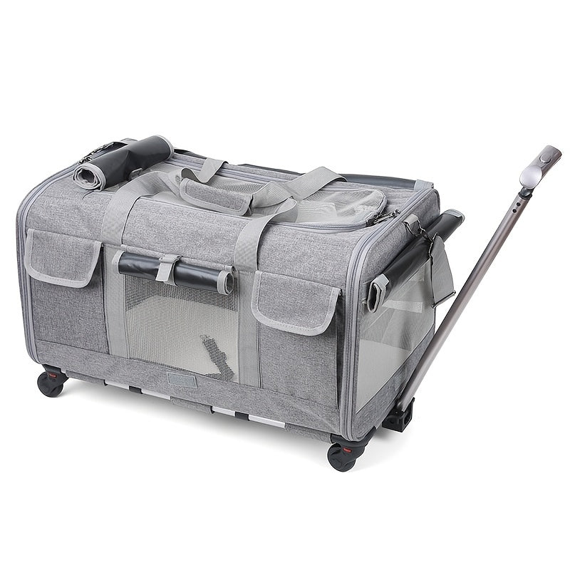 Portable Pet Carrier Bag， Pet Carrier Stroller For Small Medium Dogs and Cats， Outdoor Pet Trolley