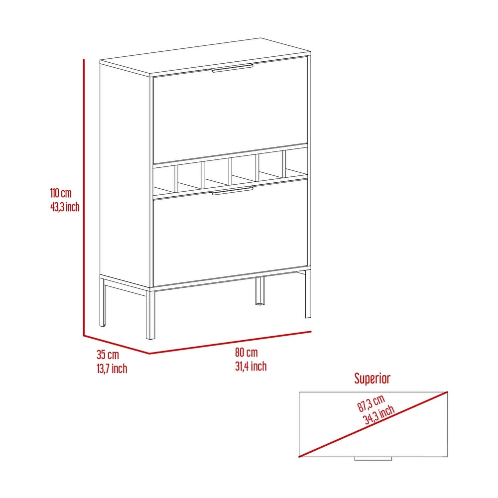 6 Bottle Rectangle Bar Cabinet Light Grey