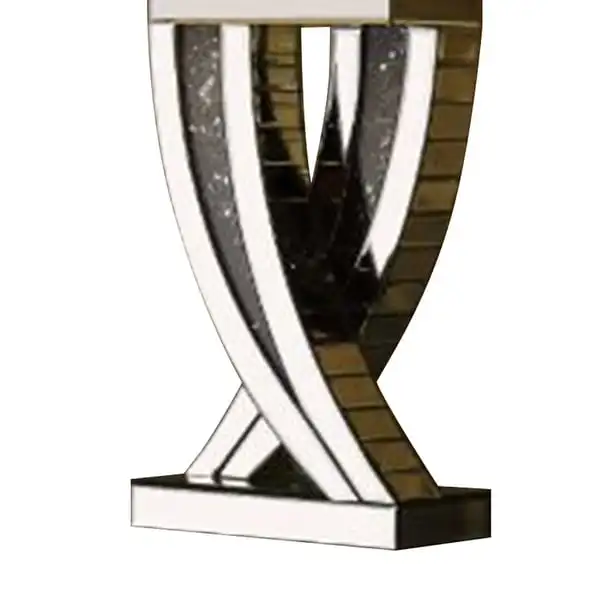 Table Lamp with Abstract Intersected Mirrored Base， Silver