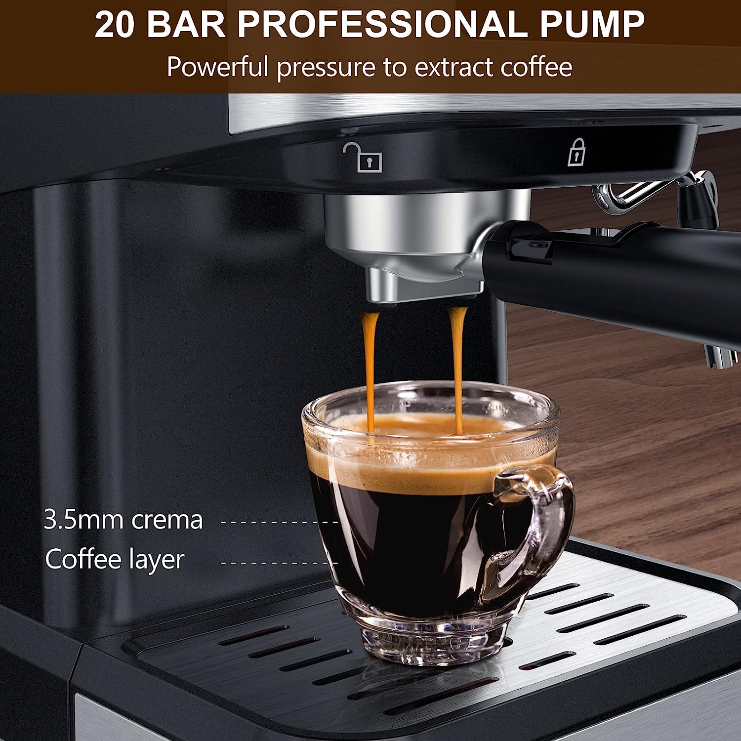 ICUIRE Espresso Machine, 20 Bar Compact Steam Espresso Coffee Machine with Milk Frother, Digital Touch Panel, 37 Oz Removable Water Tank for Espresso Make