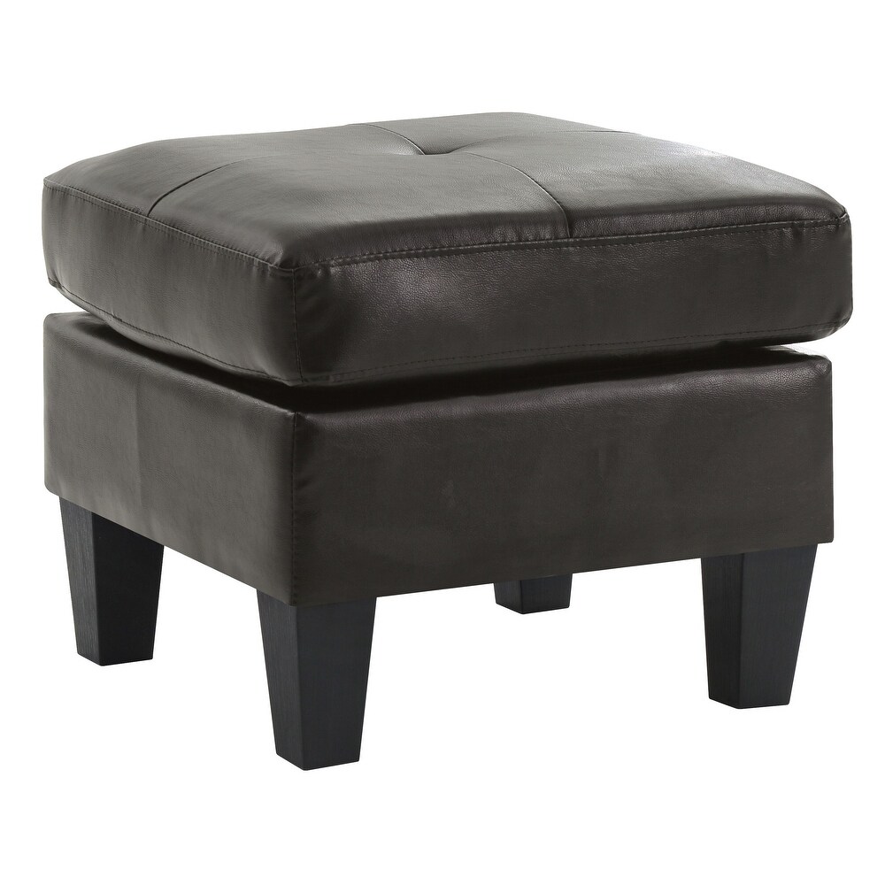 Small Faux Leather Square Ottoman