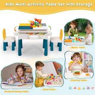 Nyeekoy 3-in-1 Kids Block Table and Chair Set with 101 Pieces Blocks TH17N0706