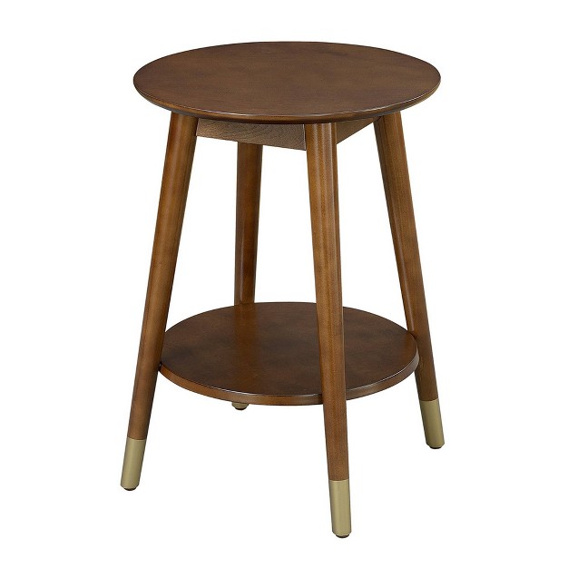 Wilson Mid century Modern Round End Table With Bottom Shelf Breighton Home