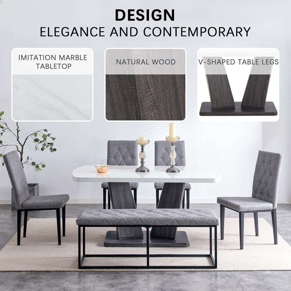 Modern 6 Piece Dining Sets with 63\