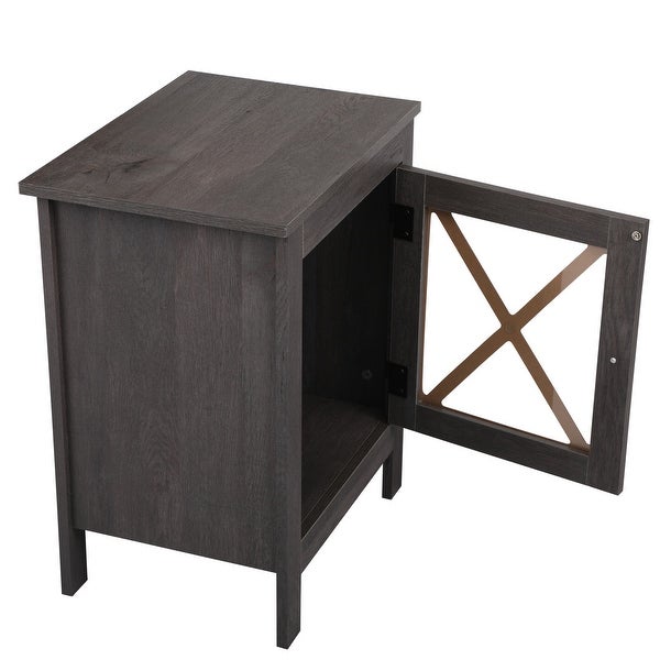 Set of 2 Industrial Nightstand Bedside End Table with Door