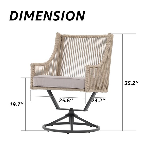 Outdoor Wicker Swivel Chairs with Cushion (Set of 2)