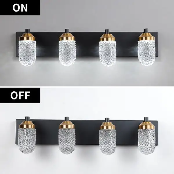 4-Lights Crystal Vanity Lights for Bathroom Wall Light Fixture