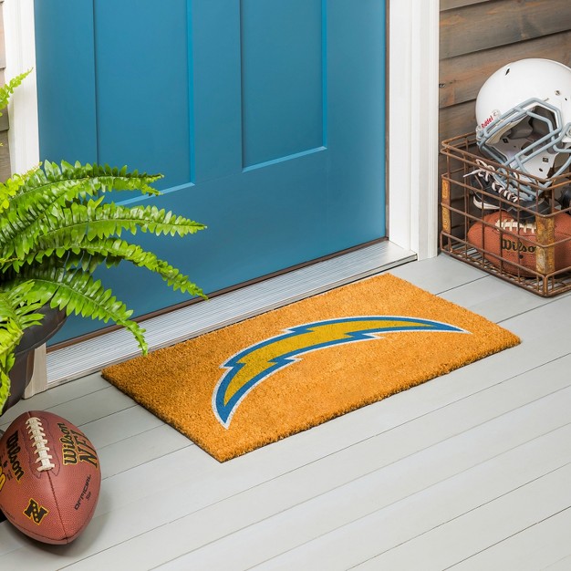 Evergreennfllos Angeles Chargers Logo Natural Coir 28 X 16 Inches Indoor Outdoor Doormat