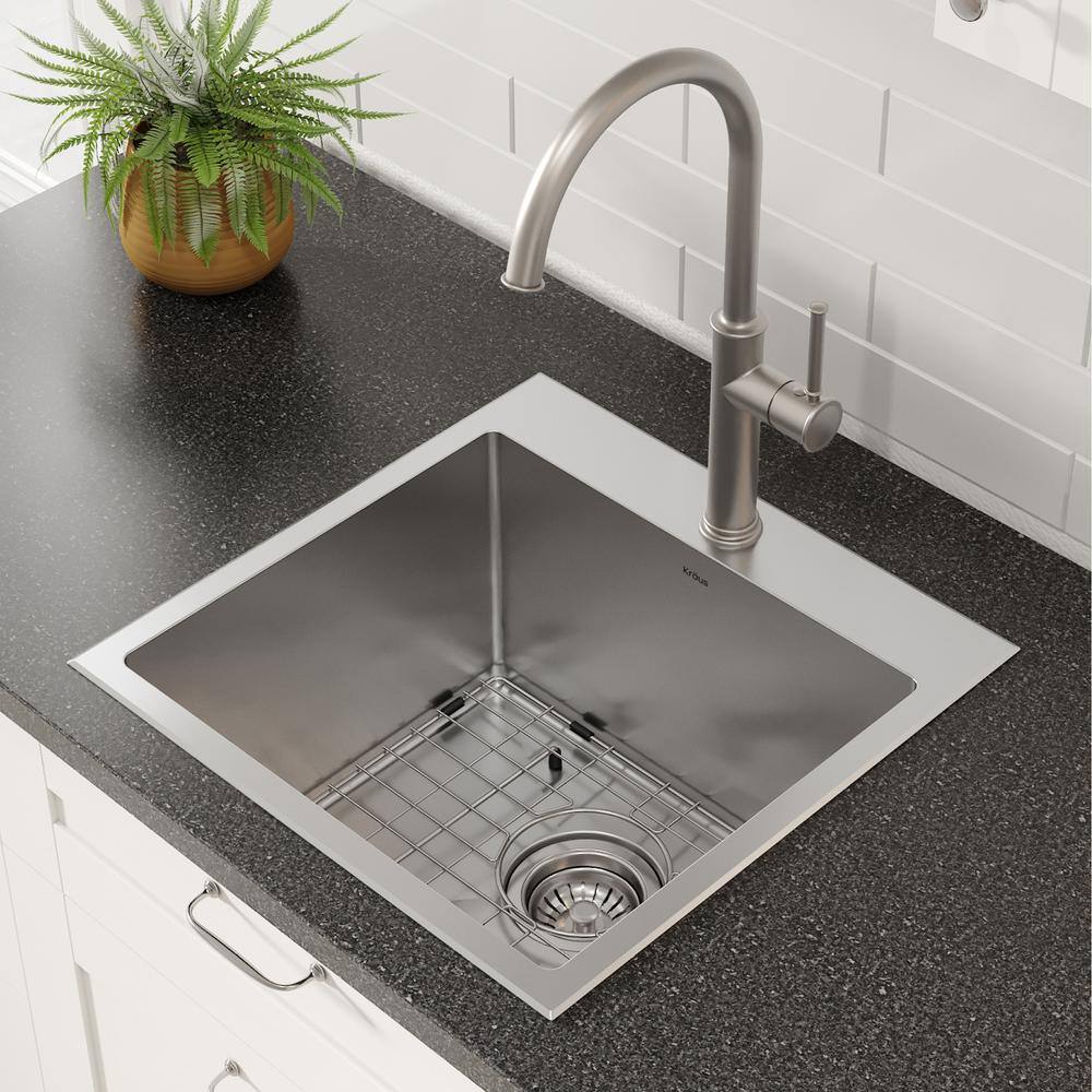 KRAUS Standart PRO Drop-In Stainless Steel 18 in. 1-Hole Single Bowl Kitchen Sink KHT301-18