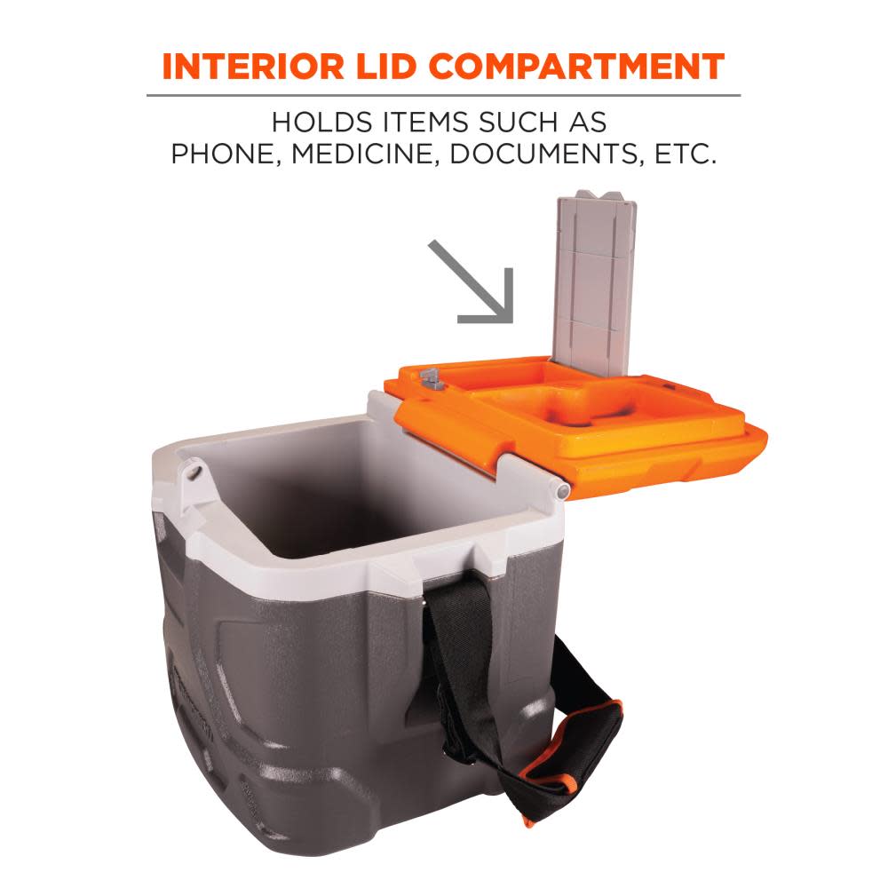 Ergodyne Chill Its 5170 Industrial Hard Sided Cooler 17 Quart Single Orange and Gray