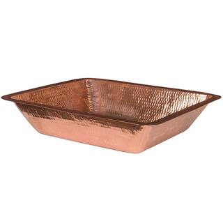 Premier Copper Products Under Counter Rectangle Hammered Copper 19 in. Bathroom Sink in Polished Copper LREC19PC