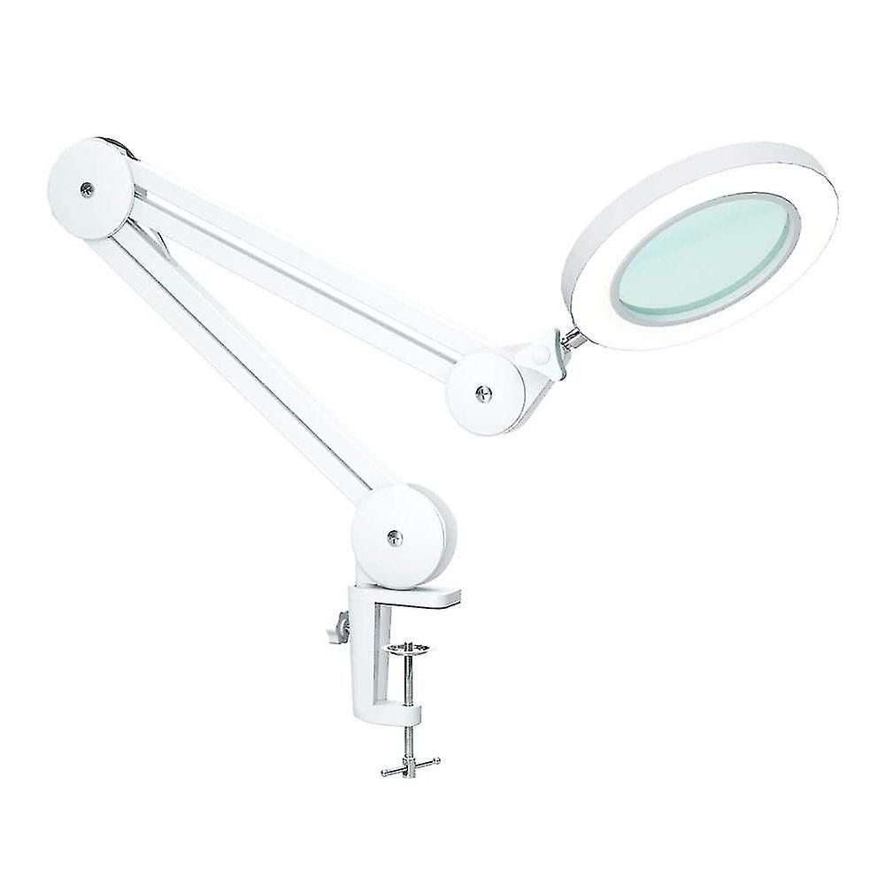 Led Magnifying Lamp， Workplace Lamp， Cosmetic Lamp， 5x Magnification High Power Work Lamp With Lens 1100 Lumens， Dimmable， Bright， With Clamp，