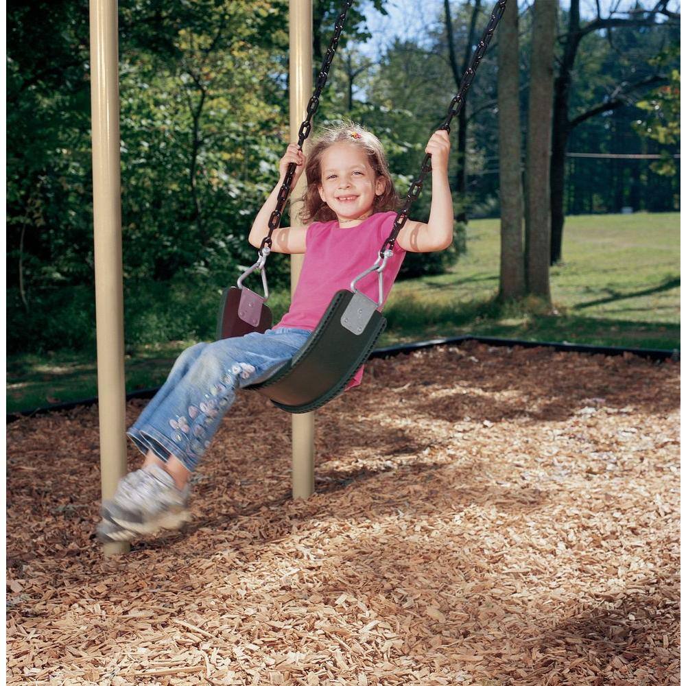 Ultra Play Double Bay Commercial Bipod Swing Set with Tot Seats and Green Yokes PBP-8-2C-GRN