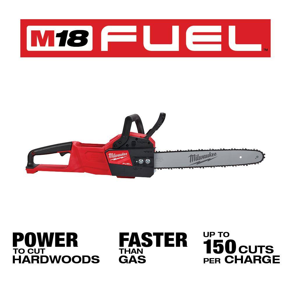 MW M18 FUEL 16 in. 18-Volt Brushless Electric Battery Chainsaw (Tool-Only) with Extra 16 in. Chain  Clear Safety Glasses 2727-20-49-16-2715-48-73-2010