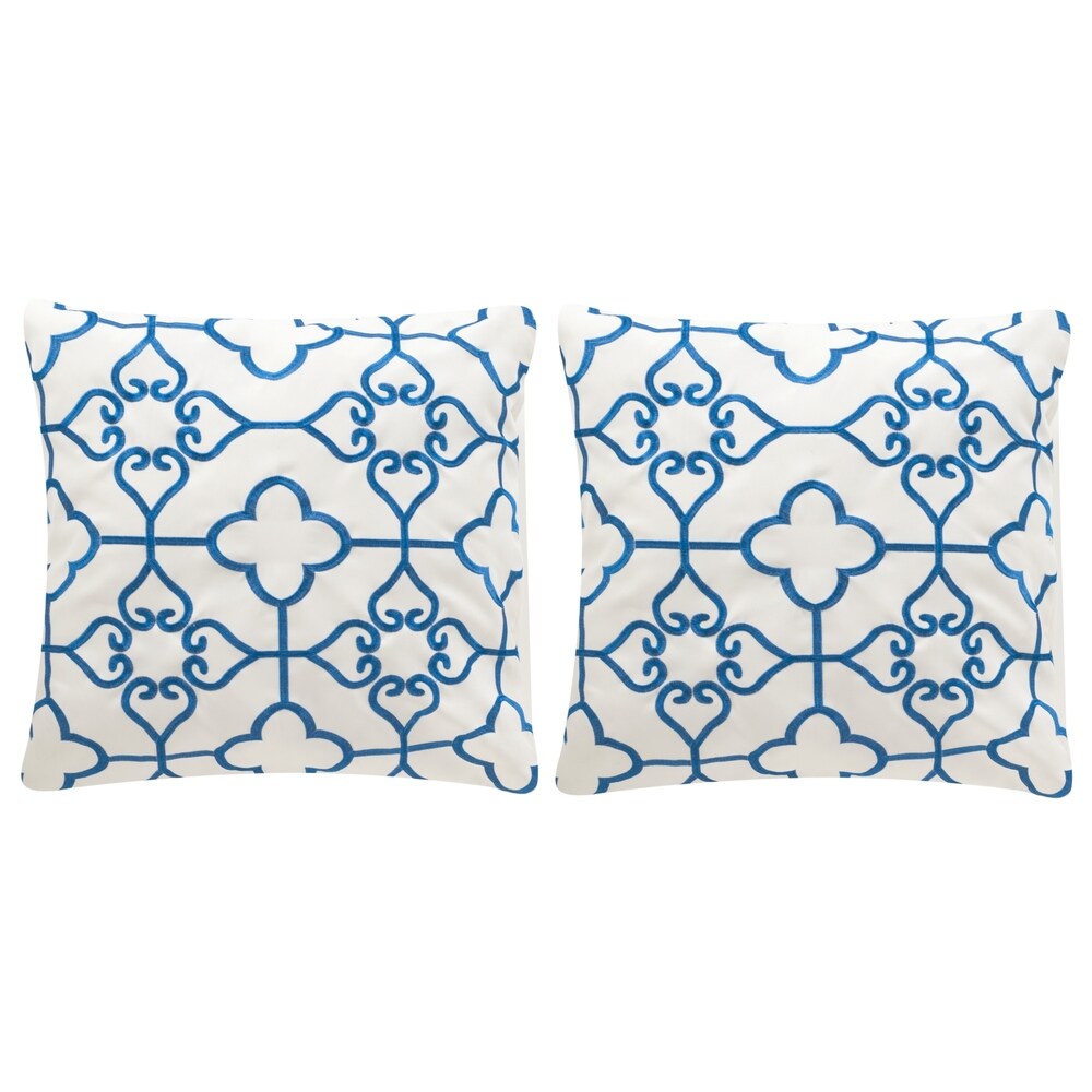 SAFAVIEH Soleil Nadia Indoor/ Outdoor Royal Blue 20 inch Square Throw Pillows (Set of 2)