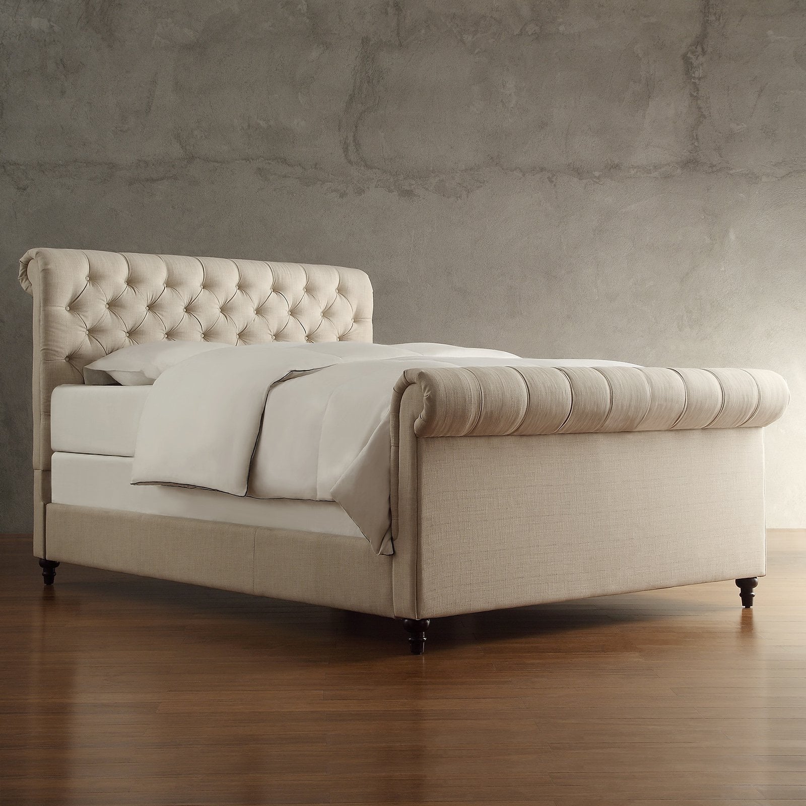 Weston Home Ellesmere Tufted Upholstered Sleigh Bed