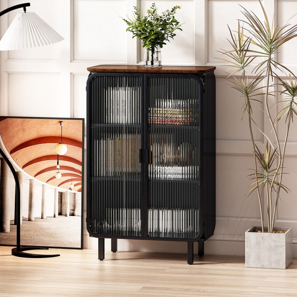 Modern Style Two door Cabinet with Featuring Three tier Storage