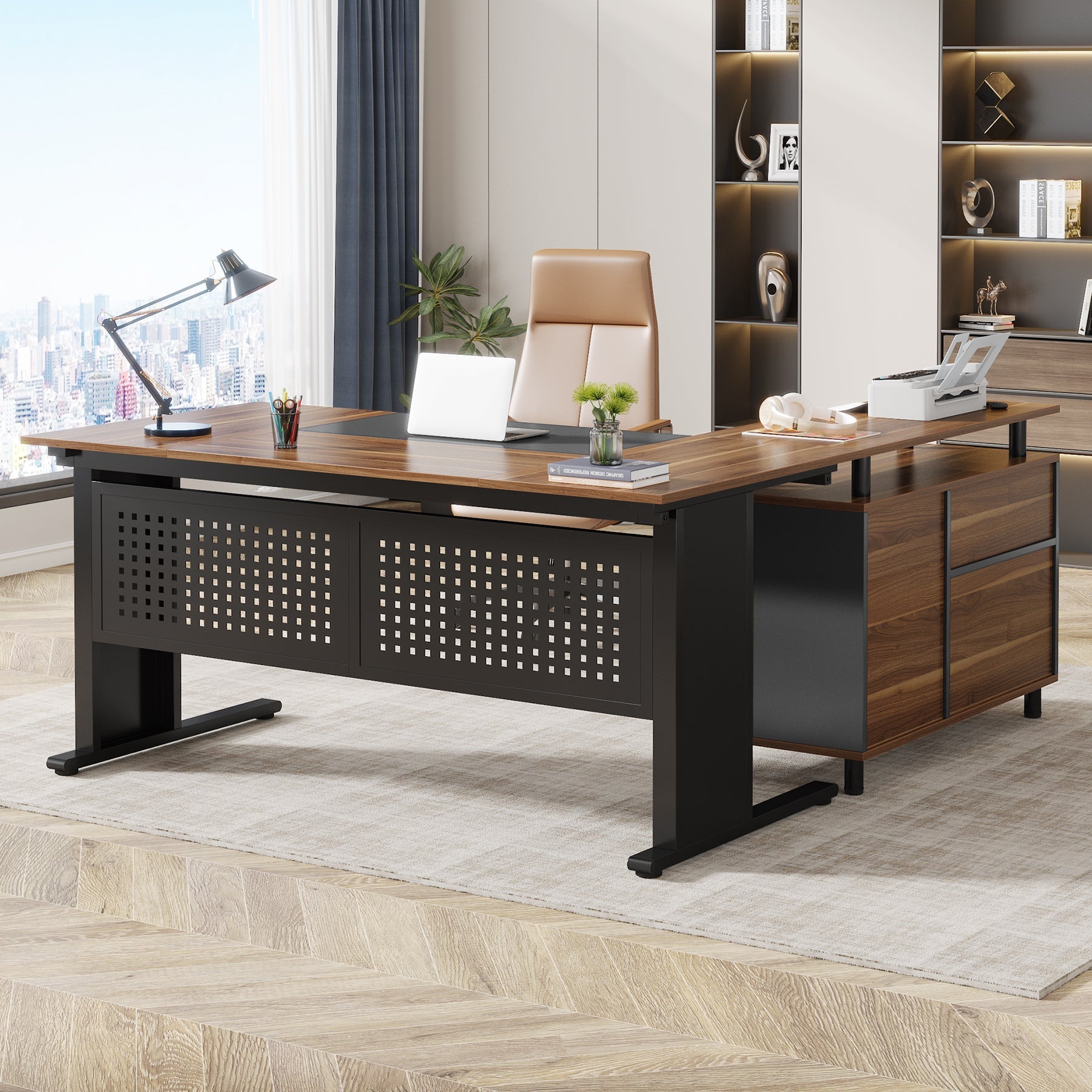 Industrial L-Shaped Desk, 63