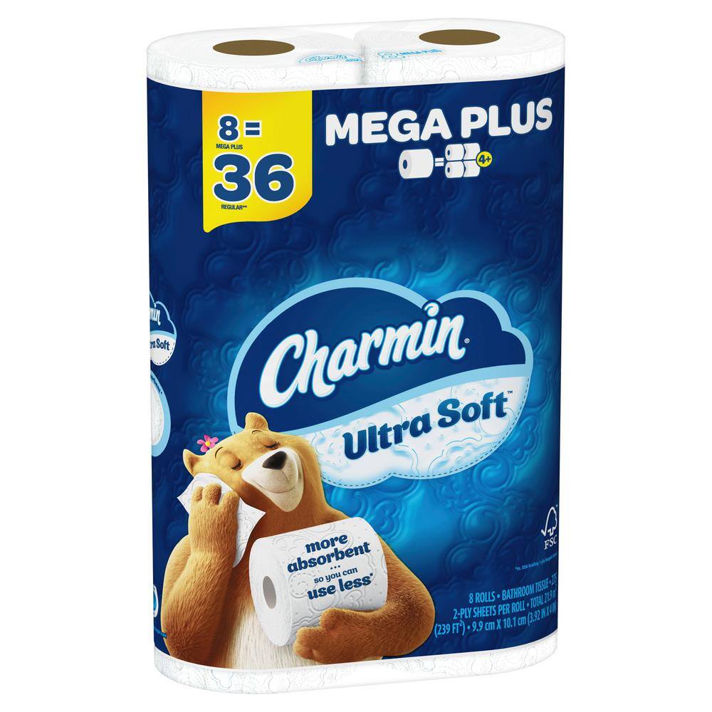 Charmin Ultra-Soft Toilet Paper Rolls (275 Sheets Per Roll)(8-Mega Plus Rolls) 003077201599